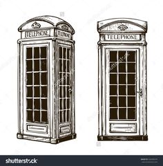236x240 Drawing Of An English Phone Booth