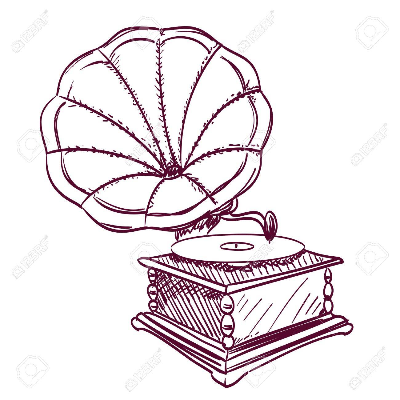 1300x1300 Phonograph Hand Drawn On White Royalty Free Cliparts, Vectors,