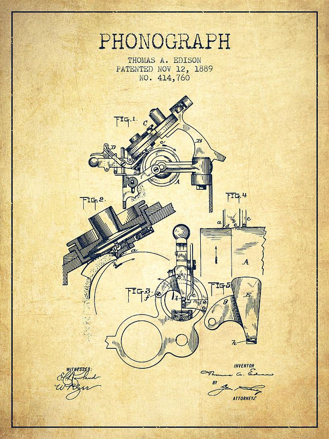 675x900 Thomas Edison Phonograph Patent From 1889