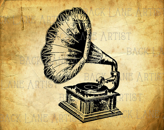 570x452 Vintage Phonograph Music Player Clipart Lineart Illustration