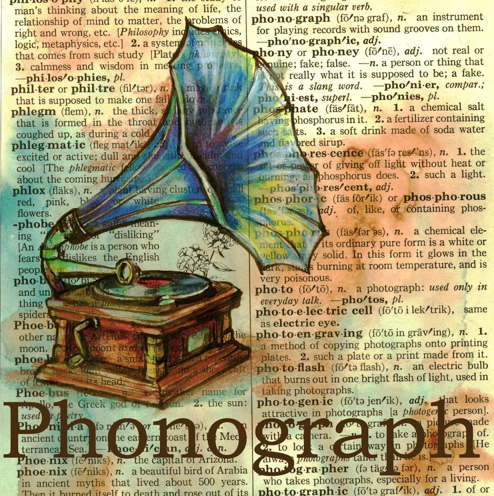 1594x1600 Flying Shoes Art Studio Phonograph On Distressed, Dictionary Page