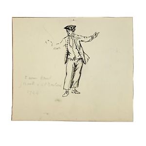 300x299 Old Original Antique Miniature Pen Drawing Booth And Boitard