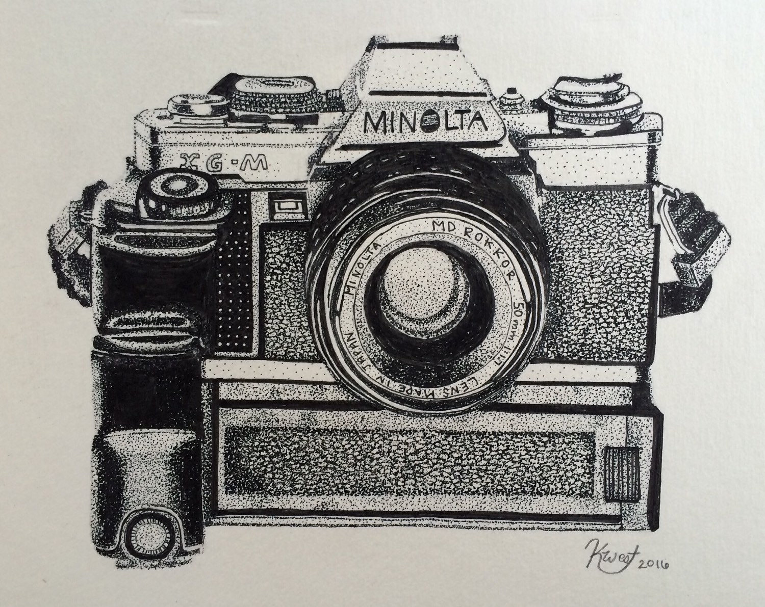 1500x1191 Pointillism Drawing Of Minolta Xg M Camera