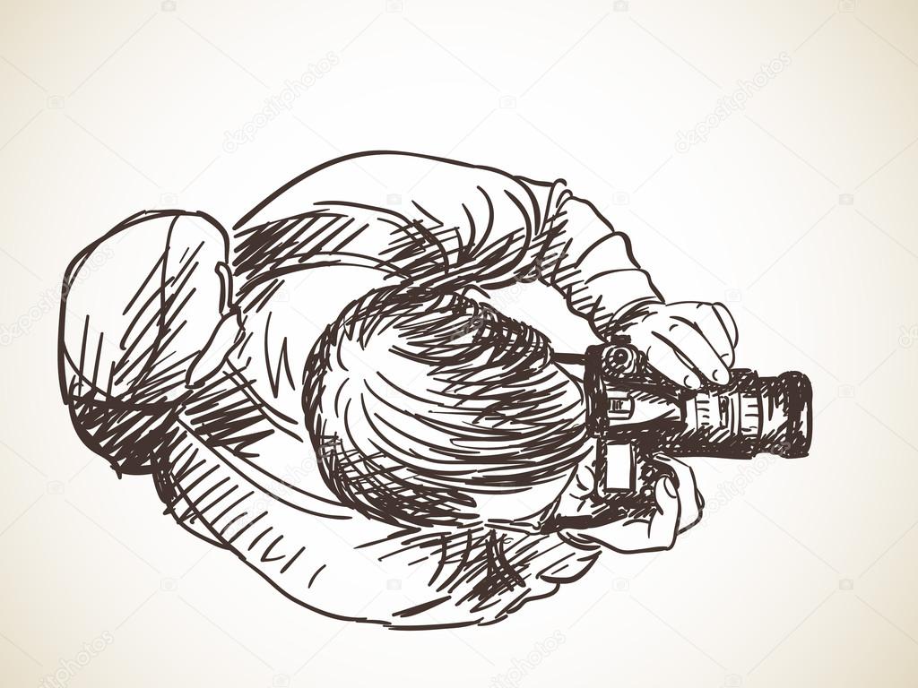 1024x768 Hand Drawn Sketch Of Photographer Stock Vector Olgatropinina