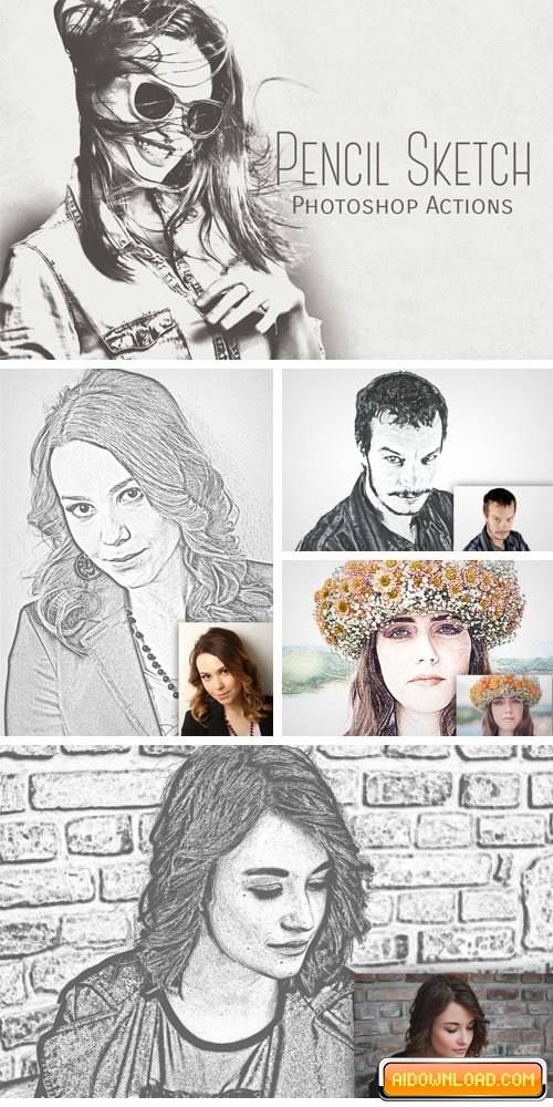 500x1000 Pencil Sketch Art Photoshop Action Free Download Free Graphic