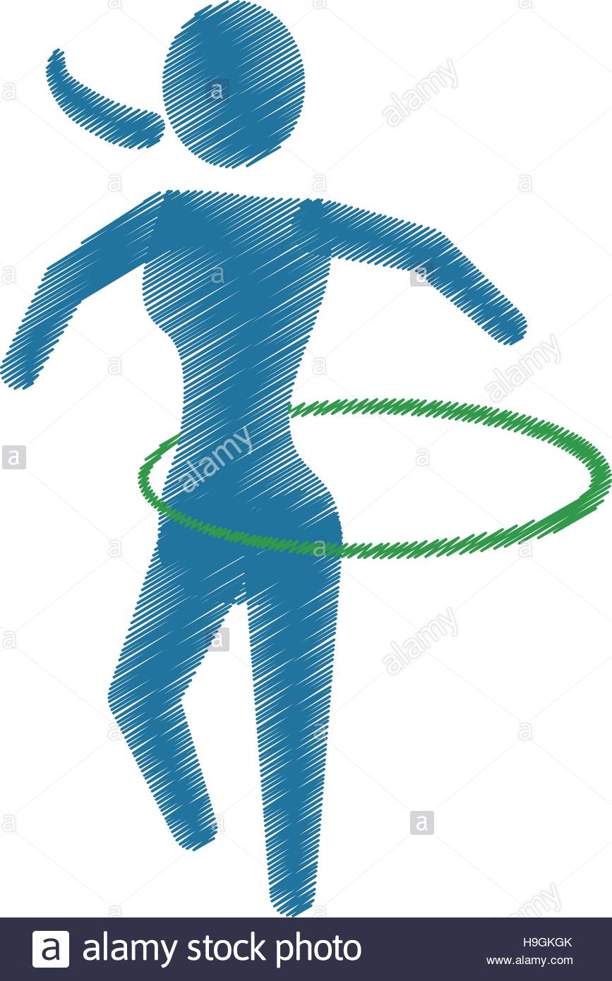 867x1390 Drawing Colored Silhouette Woman Physical Exercise Stock Vector