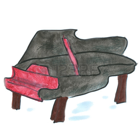 450x450 Pink Piano Cartoon Watercolor Isolated Handmade Stock Photo