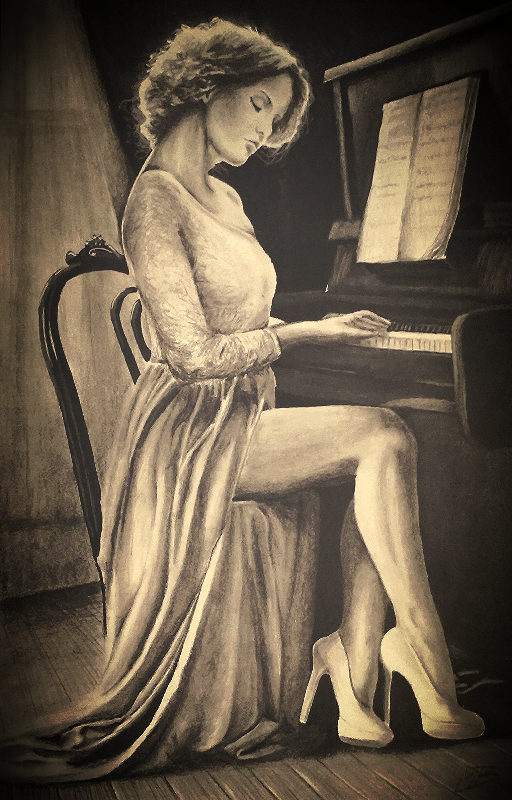 512x800 Mbpiano Lesson Pencil Drawing By Martonblack