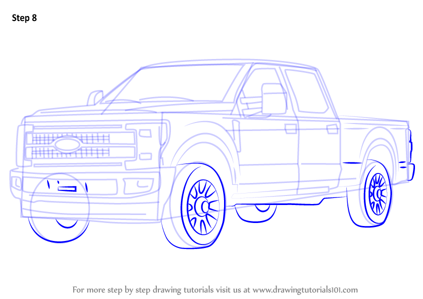 844x598 Learn How To Draw Ford F350 (Trucks) Step By Step Drawing Tutorials