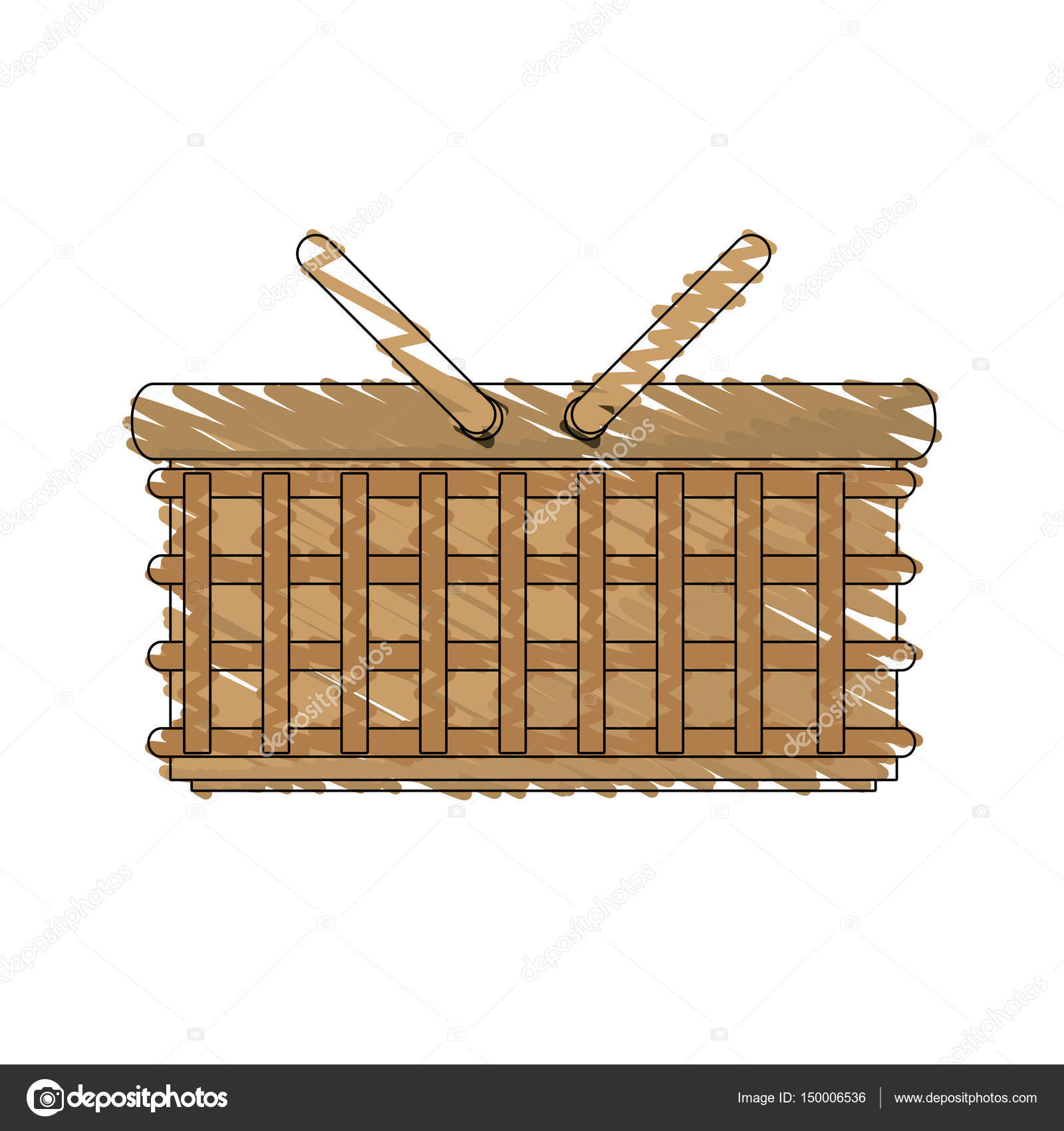 1600x1700 Drawing Wicker Basket Picnic Image Stock Vector Djv