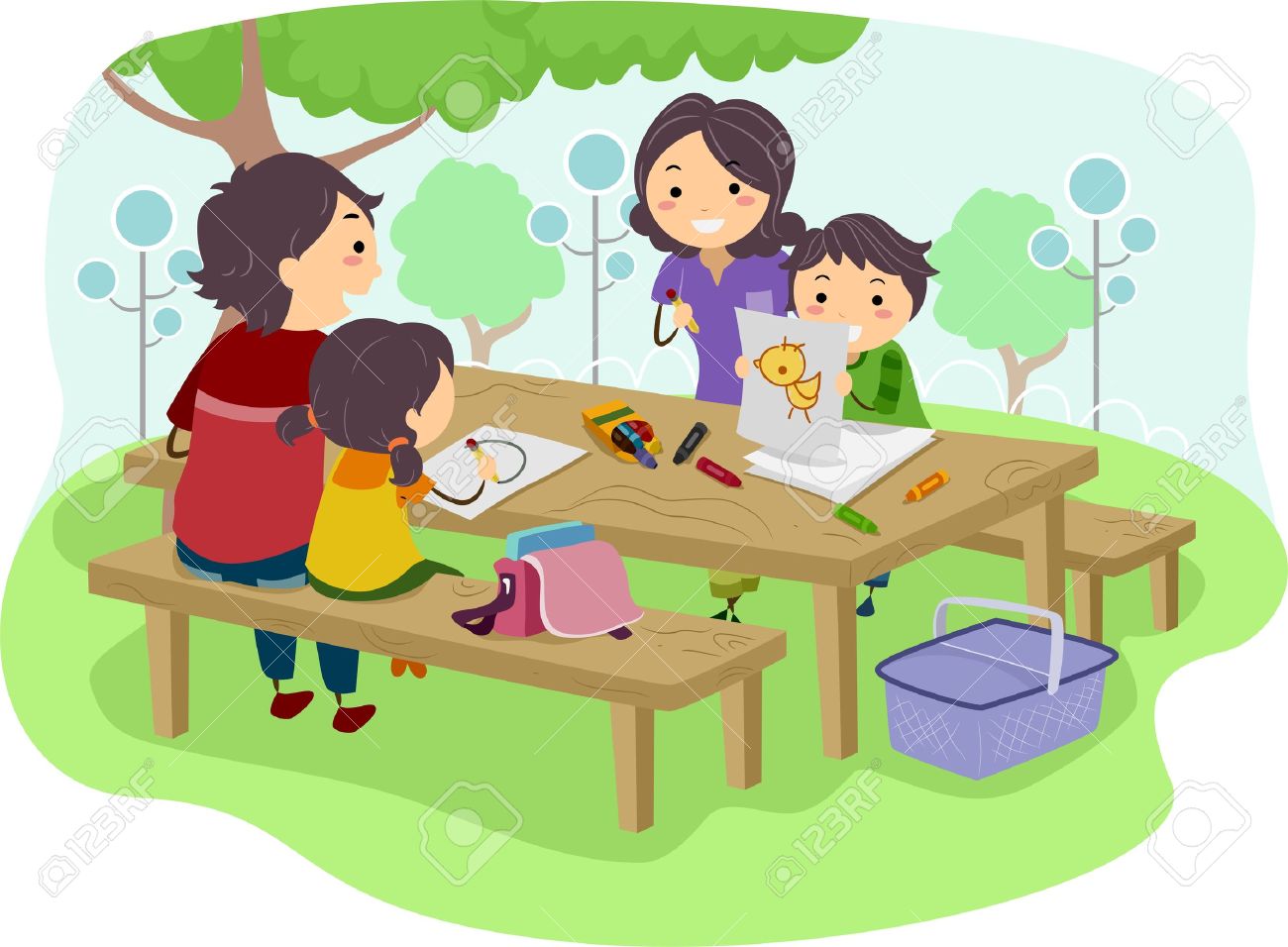1300x956 Illustration Of A Family With Kids Drawing While Having Their