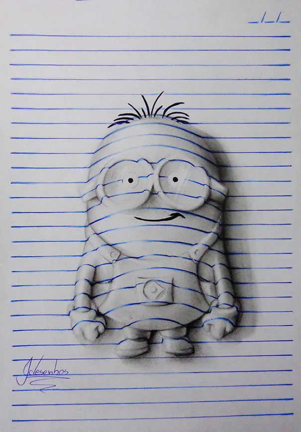 605x868 15 Year Old Artist Creates Awesome 3d Notebook Drawings Bored Panda