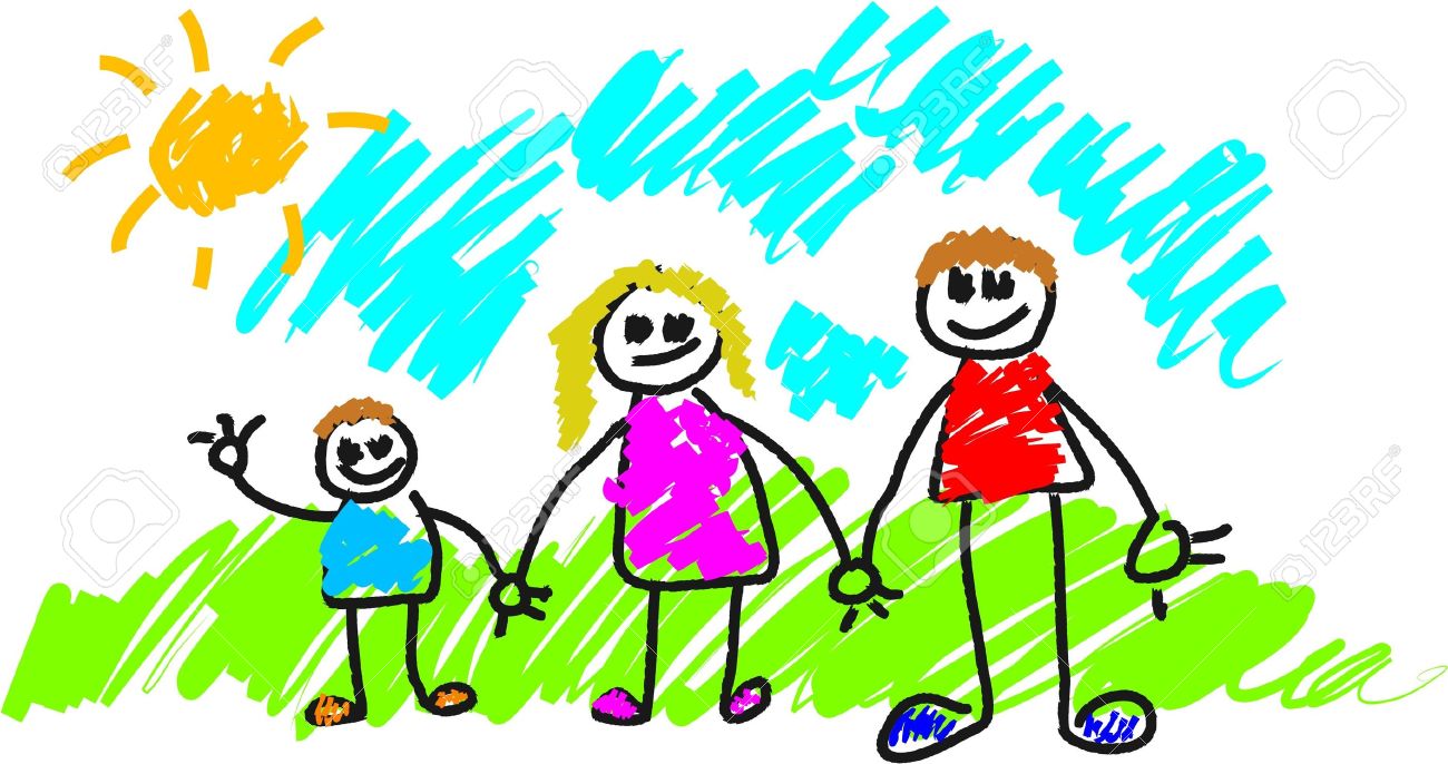 1300x686 My Family Kids Style Drawing Stock Photo, Picture And Royalty Free