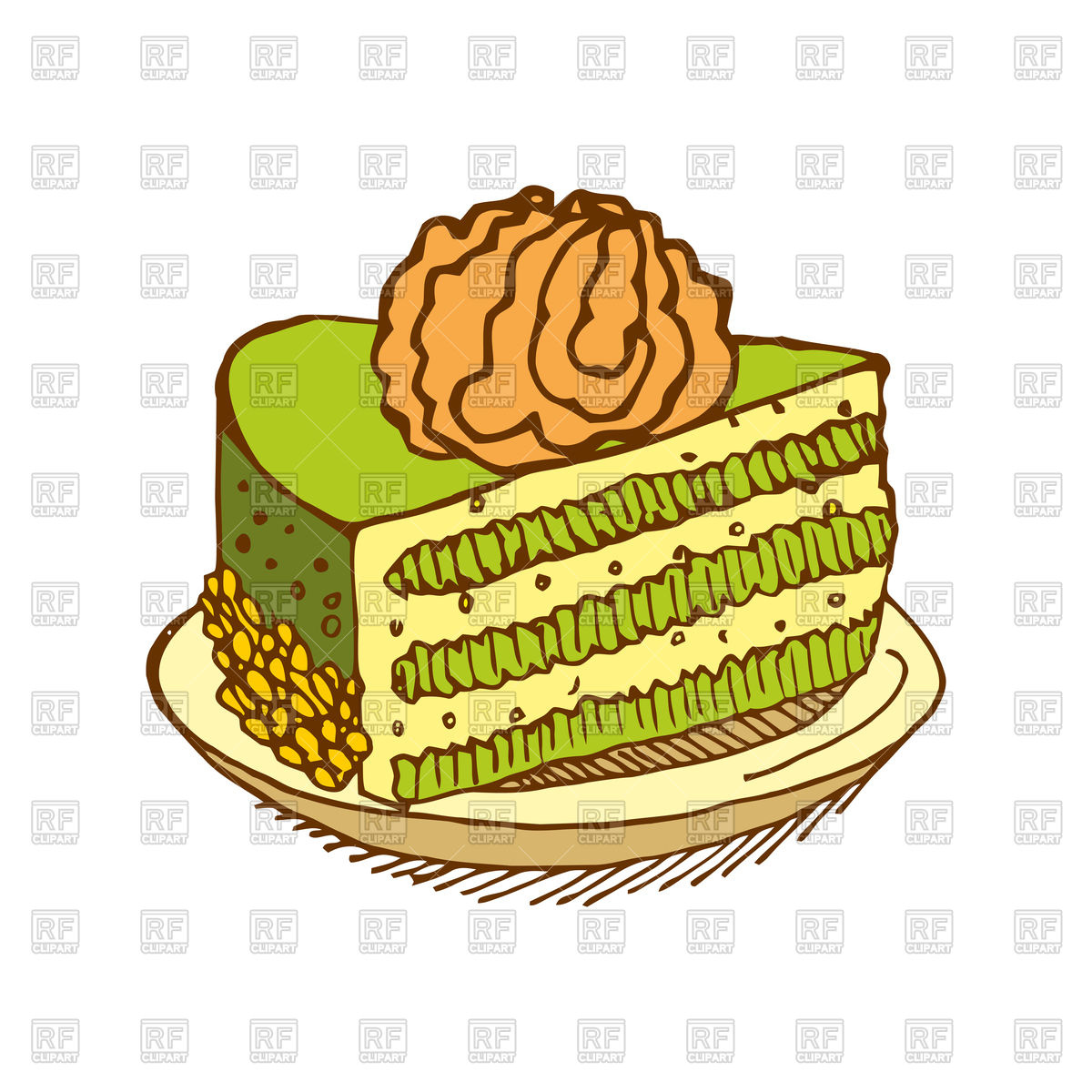 1200x1200 Piece Of Cake Hand Drawing Pie Royalty Free Vector Clip Art Image