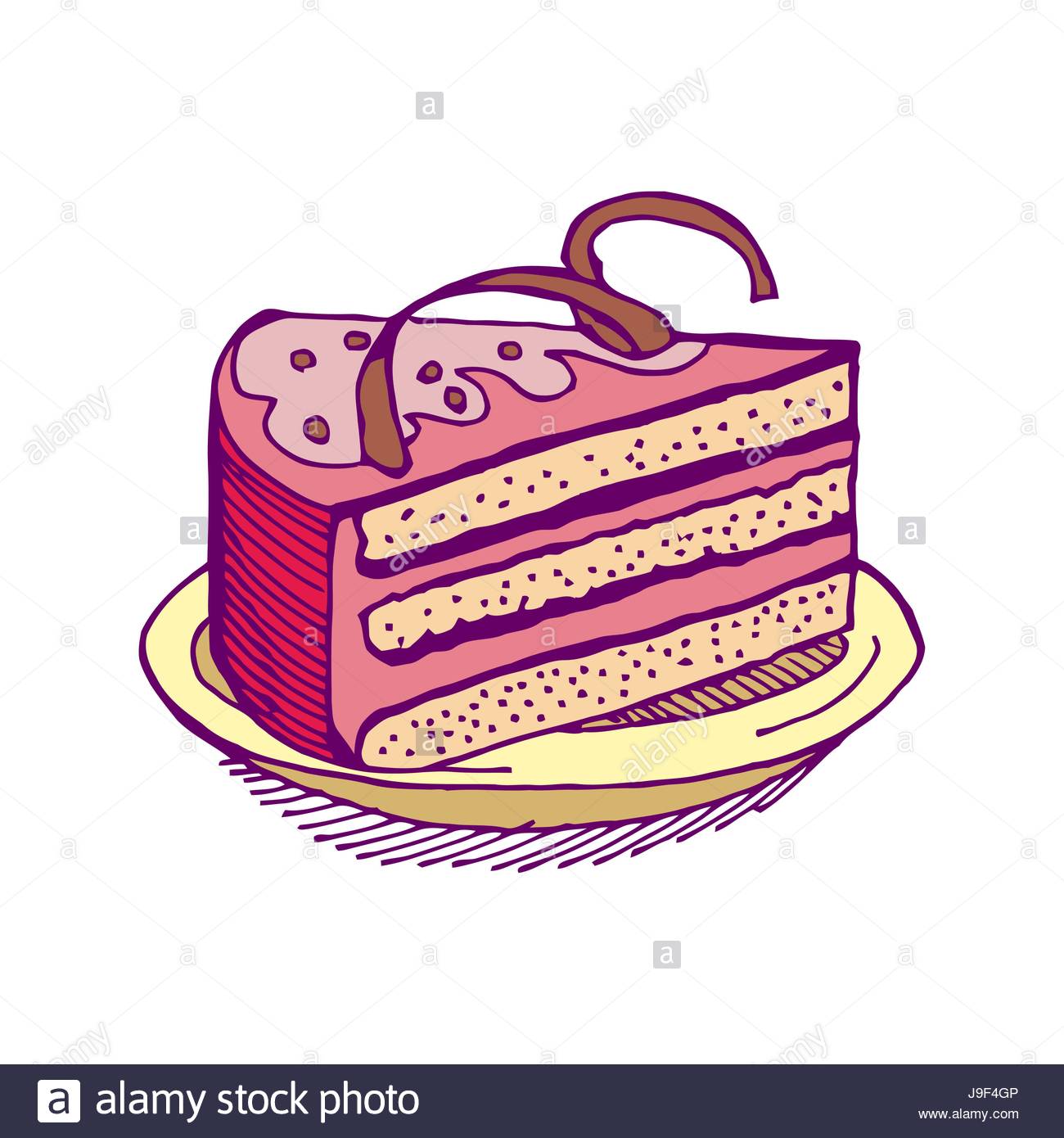 1300x1390 Piece Of Cake Hand Drawing. Pie Isolated. Dessert On White Stock