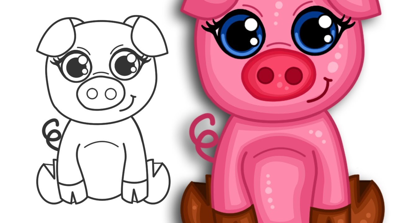 1280x720 How To Draw A Super Cute Cartoon Pig Step By Step Drawing