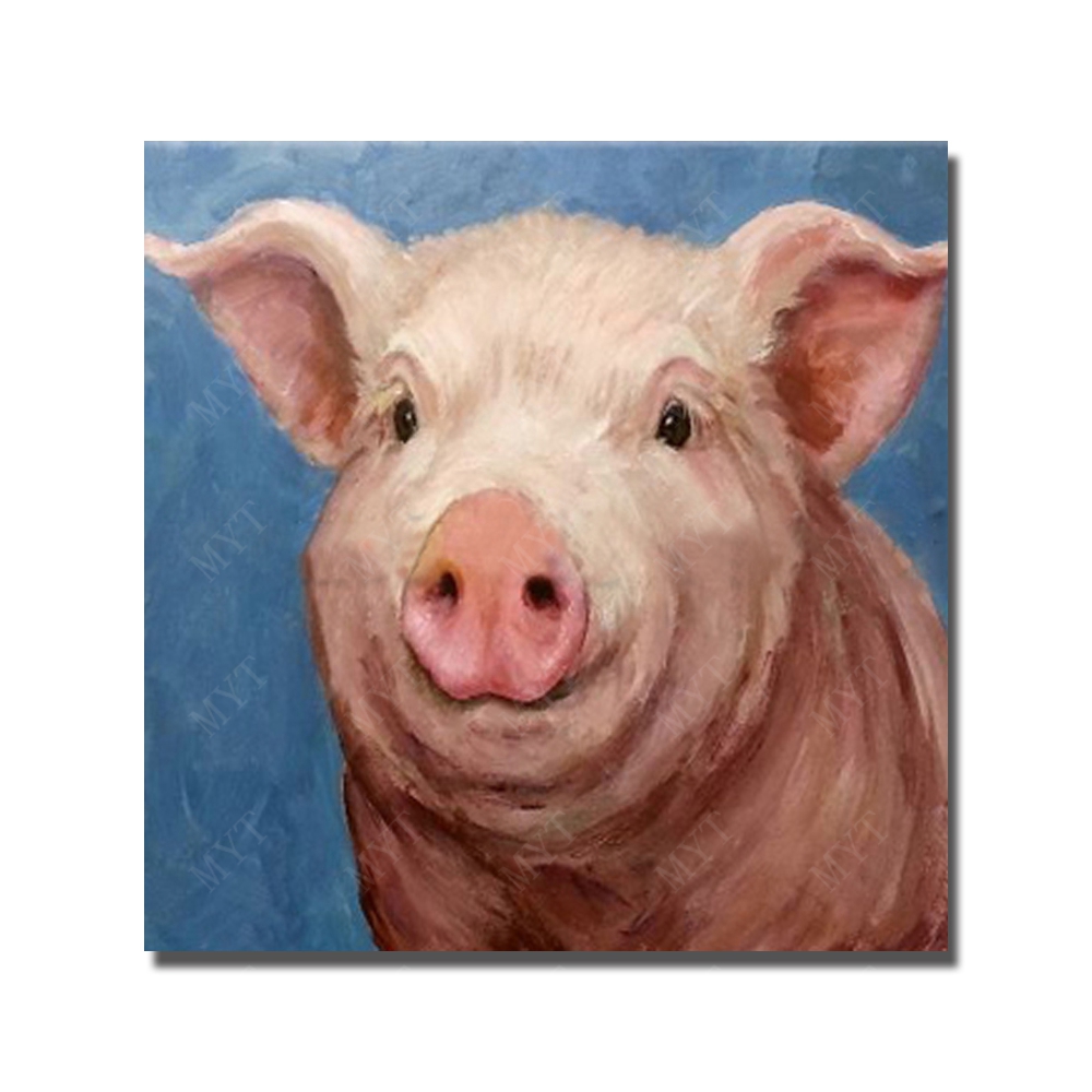 1000x1000 Realistic Animal Wall Picture Hand Drawing Cute Pig Canvas Oil