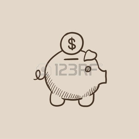 450x450 Piggy Bank With Dollar Vector Sketch Icon Isolated On Background