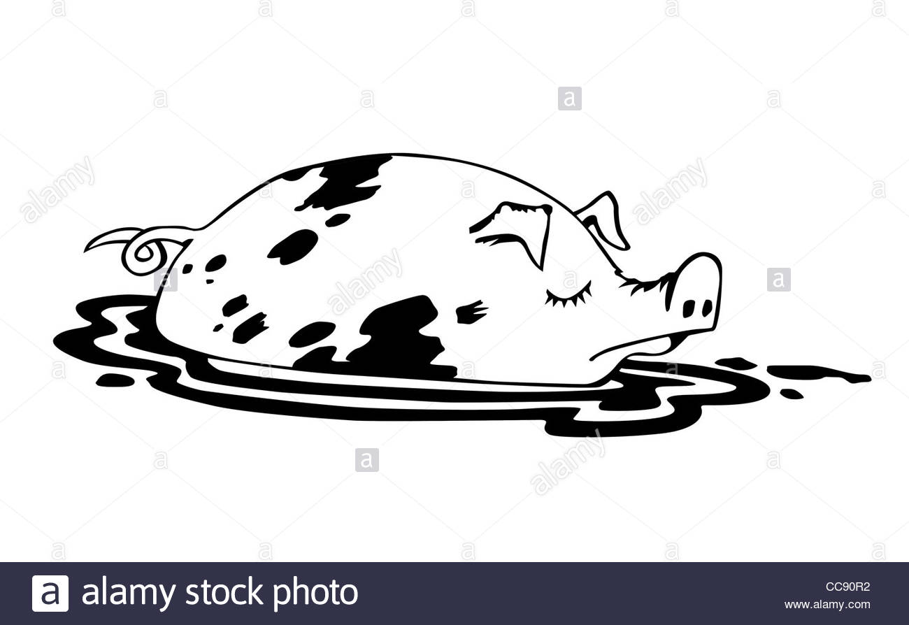 1300x894 Vector Drawing To Pigs In Dirt Stock Photo, Royalty Free Image