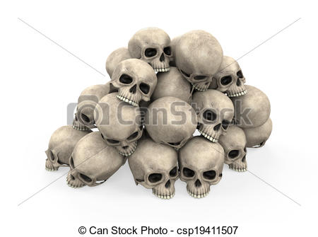 450x335 Pile Of Skulls Isolated On White Background. 3d Render Stock