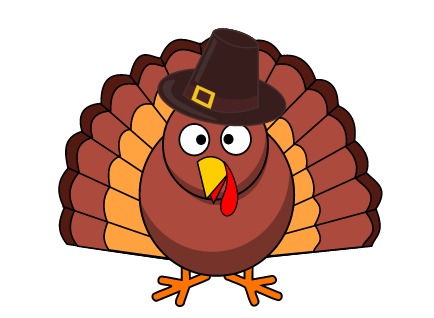 434x318 Cartoon Turkey In Pilgrim Hat
