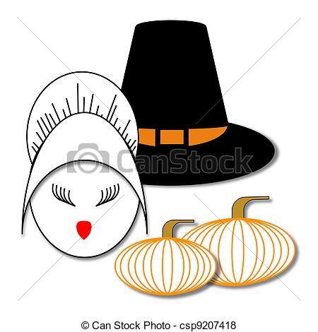 450x470 Girl Pilgrim Hat Clipart