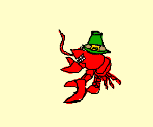 300x250 Red Lobster Wears A Green Pilgrim Hat.