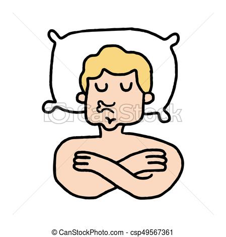449x470 Guy On Pillow Sleeps Cartoon. Sleeping Man Drawing Clip Art Vector