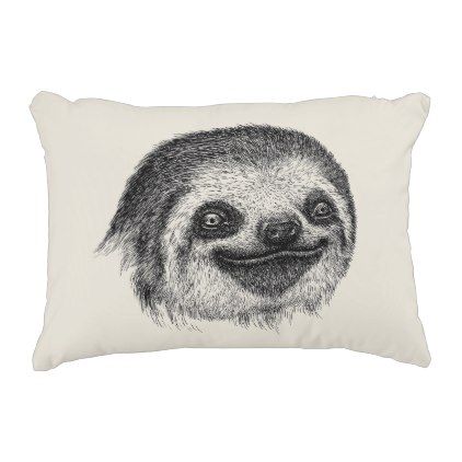 422x422 Illustrated Sloth Face Accent Pillow Sloth