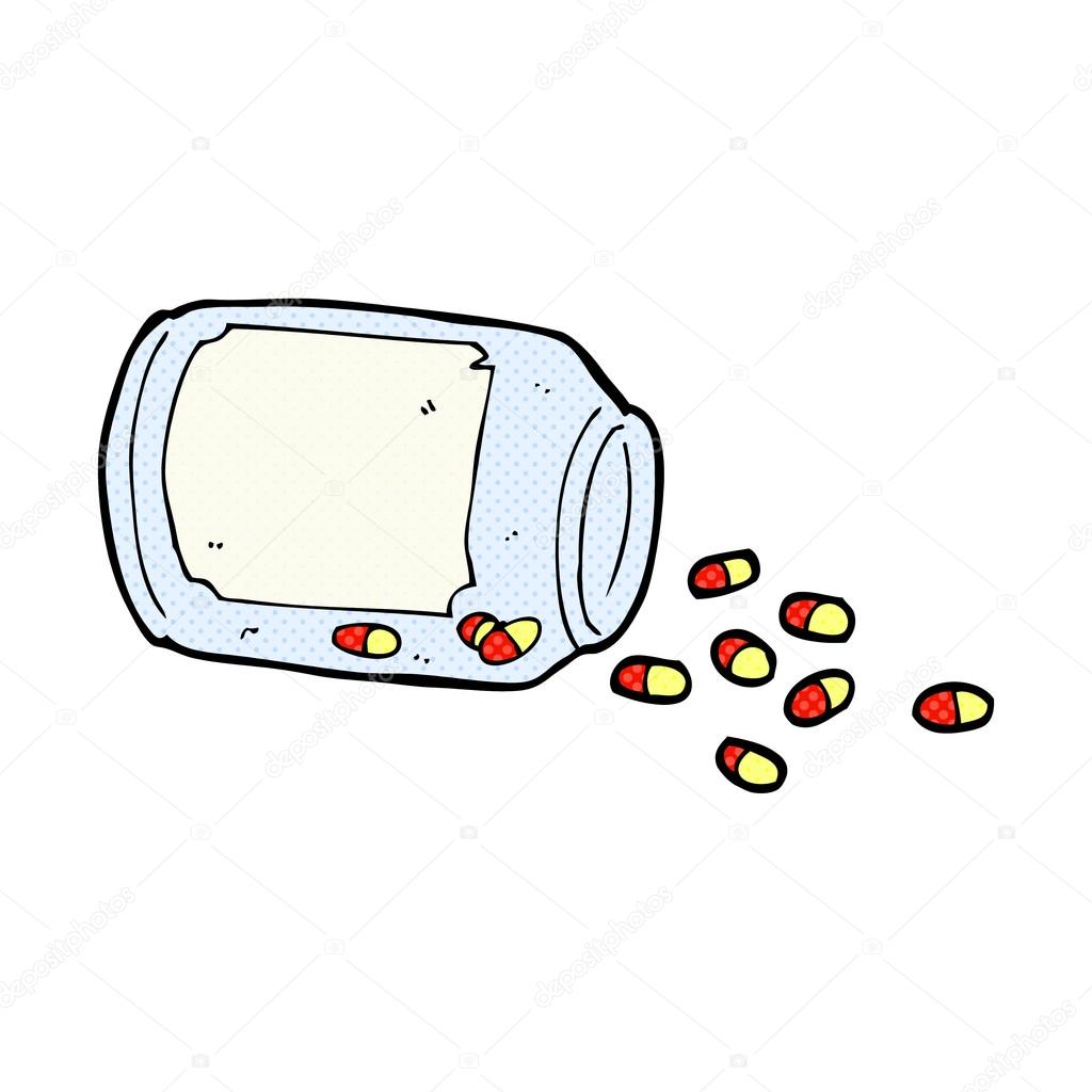 1024x1024 Comic Cartoon Jar Of Pills Stock Vector Lineartestpilot