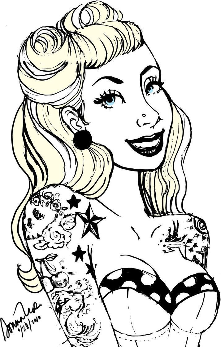 714x1119 Pin Up Girl Face Drawing Pin Up In Tattoos By Deaddonna