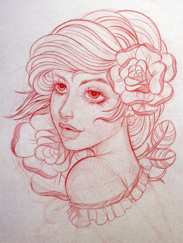 Pin Up Girl Face Drawing at GetDrawings | Free download