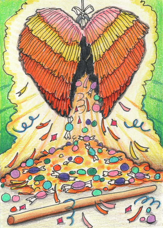 644x900 My Heart Is A Pinata Drawing By Amy S Turner