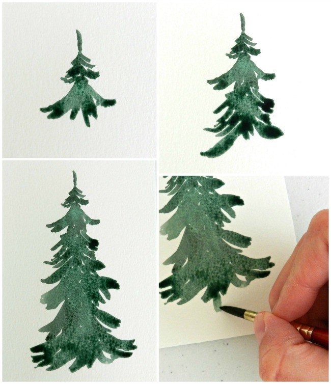 650x754 Watercolor Pine Trees Tutorial How To Paint A Wintery Forestscape
