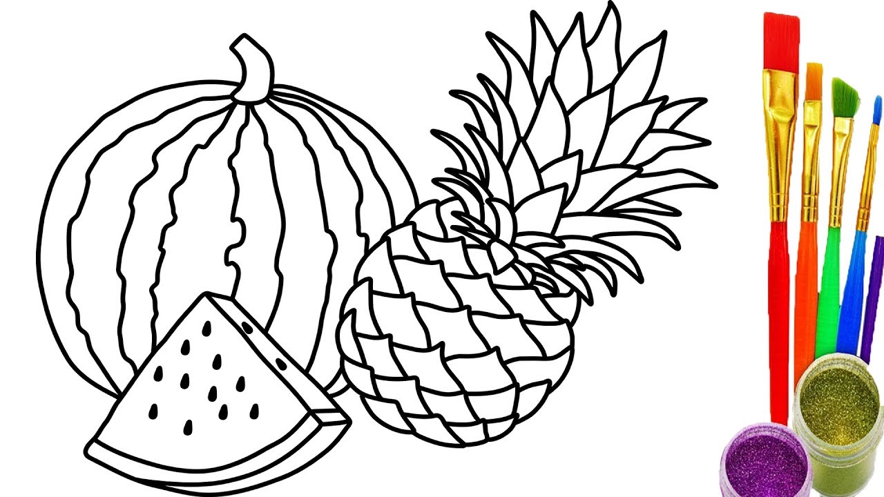 Pineapple And Watermelon Coloring Pages 6