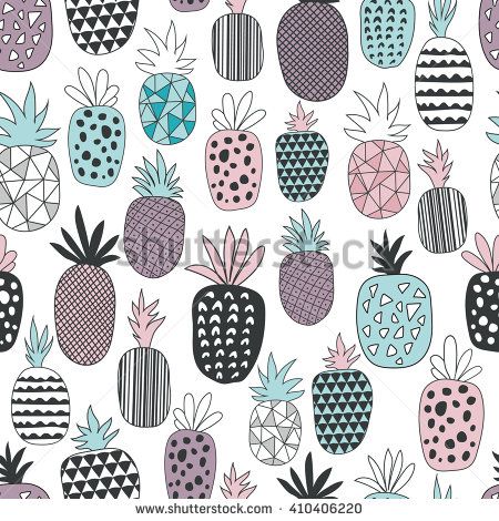 450x470 Vector Seamless Pattern With Pineapples. Drawing Seamless