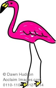 190x300 Image Of A Whimsical Drawing Of A Pink Flamingo