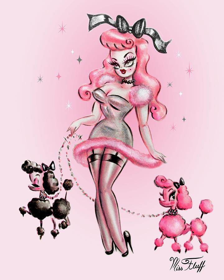 720x900 Miss Pink Poodle Drawing By Miss Fluff Claudette Barjoud
