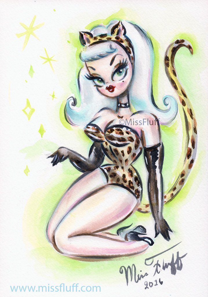 718x1024 Pinup Girl In Leopard Catsuit