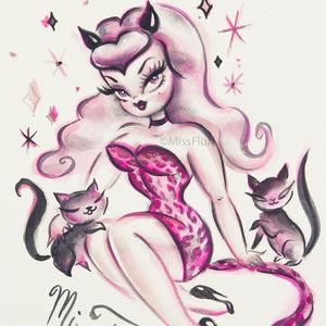 300x300 Pinup Kitten With Candy Pink Hair And Leopard Outfit