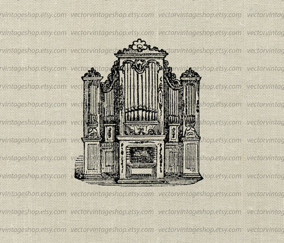 570x488 Church Organ Vector Clipart Graphic Instant Download Pipe