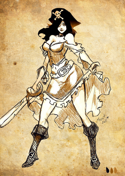 500x705 Pirate Pinup Drawings Pirate Girl Drawing Pirate Girl By