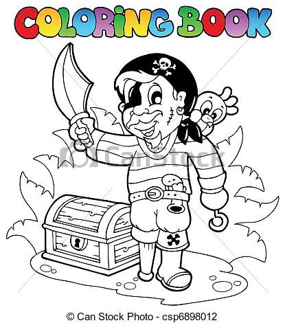 415x470 Coloring Book With Young Pirate