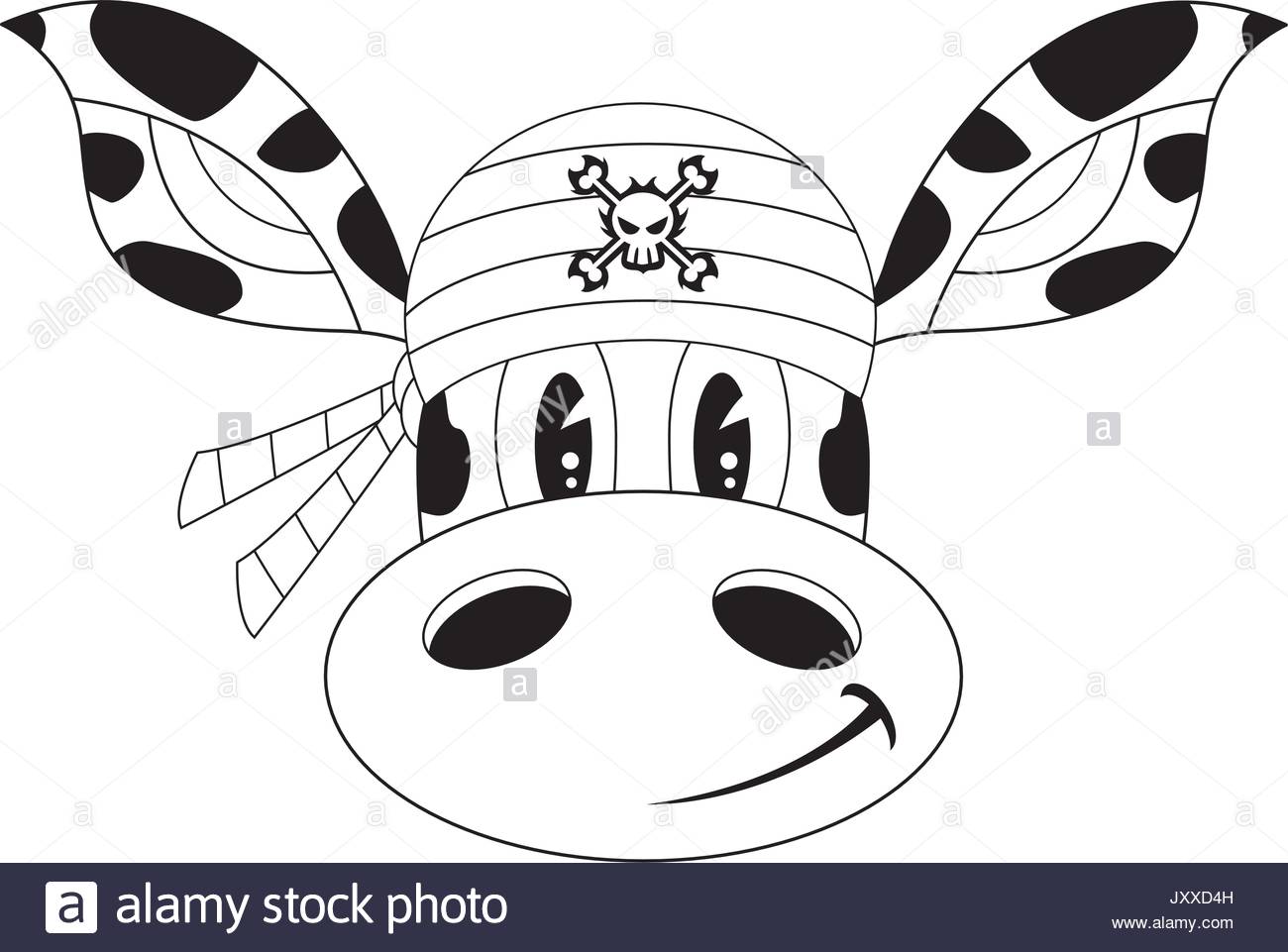 1300x961 Cute Cartoon Giraffe Pirate Crewman In Bandana Line Drawing Stock