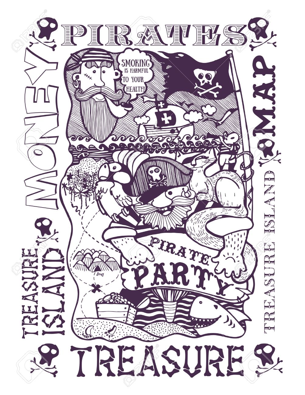 1004x1300 Pirate Party, Pirate, Sailor, Ship, Cat, Mouse, Seagull, Treasure