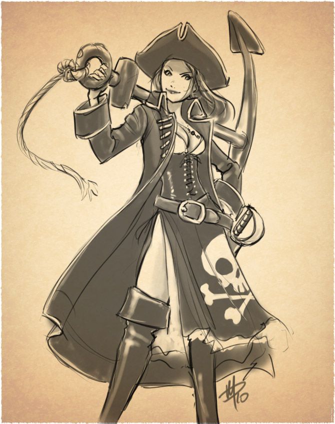 670x847 Draw Pirate Woman