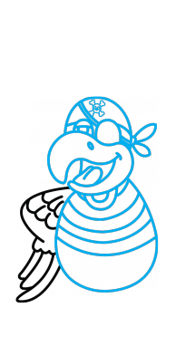 215x382 How To Draw A Captains Pirate Parrot, Cartoons, Easy Step By Step