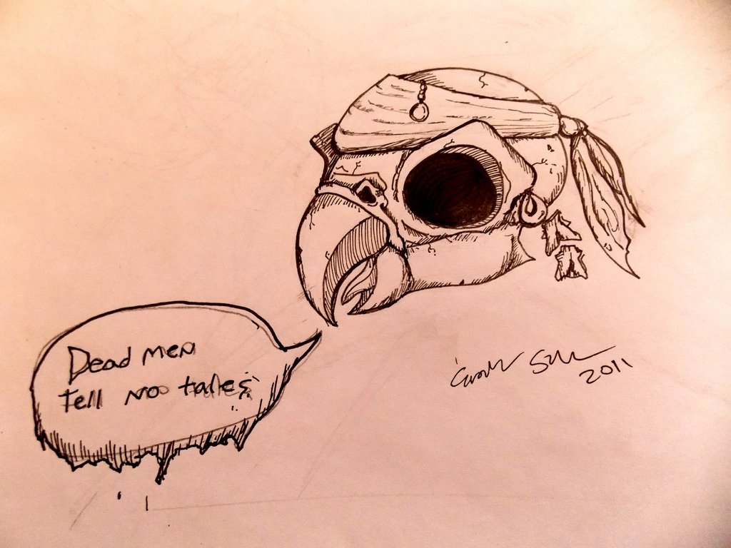 1024x768 Pirate Parrot Skull By Osseousmatter
