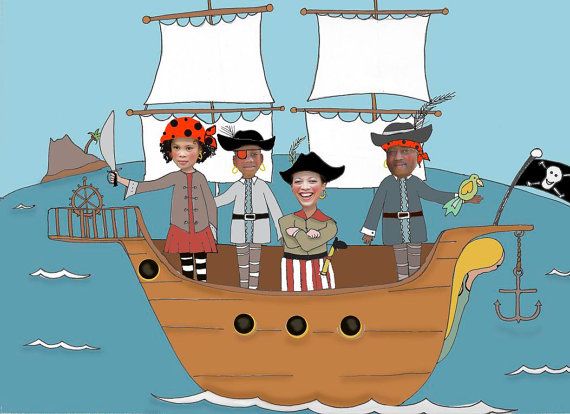 570x414 Custom Personalized Pirate Ship Family Portrait Photo Unique Fun