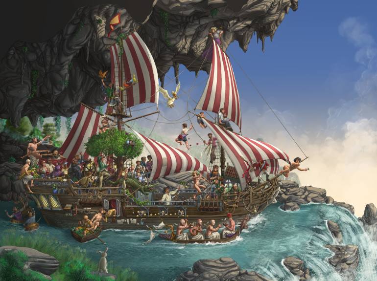 770x575 Saatchi Art Pirate Ship (Edition Print 120) Drawing By Bill Hope